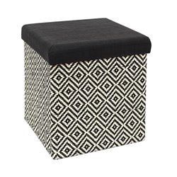 COFFRE POUF PLIABLE TRESSE NOIR M4