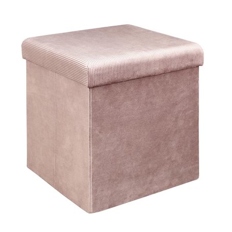 COFFRE POUF PLIABLE VELOURS COTELE GIULIA ROSE M4