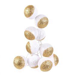 GUIRLANDE BOULE 10LED BLANC GLITTER OR 6X192CM M12